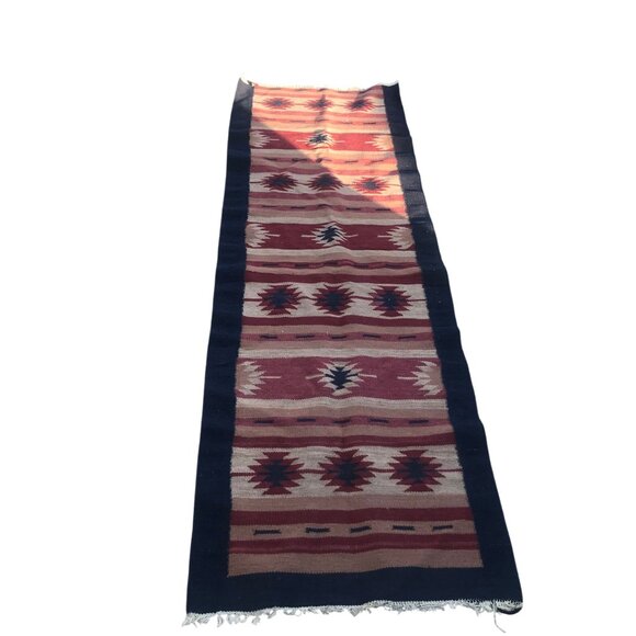 Southwestern Wool Handwoven Southwestern Hallway Runner Rug 7.5ft X 2.5ft Rose - Picture 1 of 6